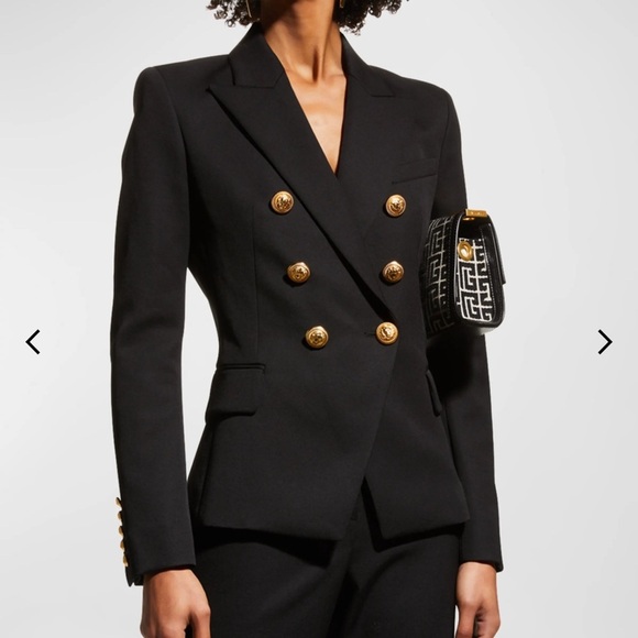 Balmain Jackets & Blazers - New Balmain Classic Double-Breasted Black Wool Blazer Size 36
